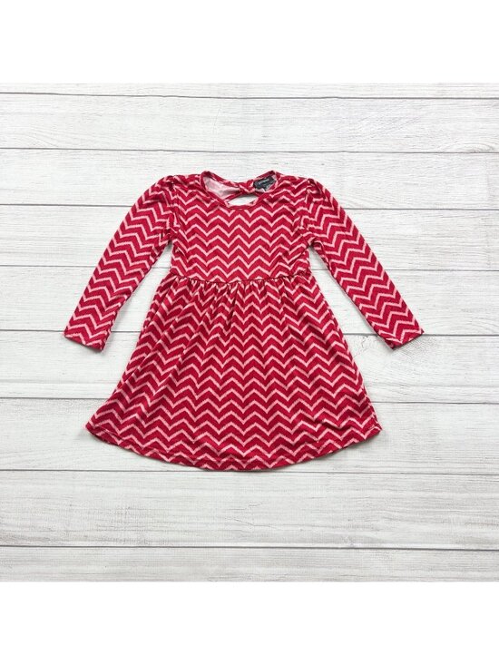 Picapino Other - Picapino Toddler Girls Chevron Print Long Sleeve Dress Red 4T